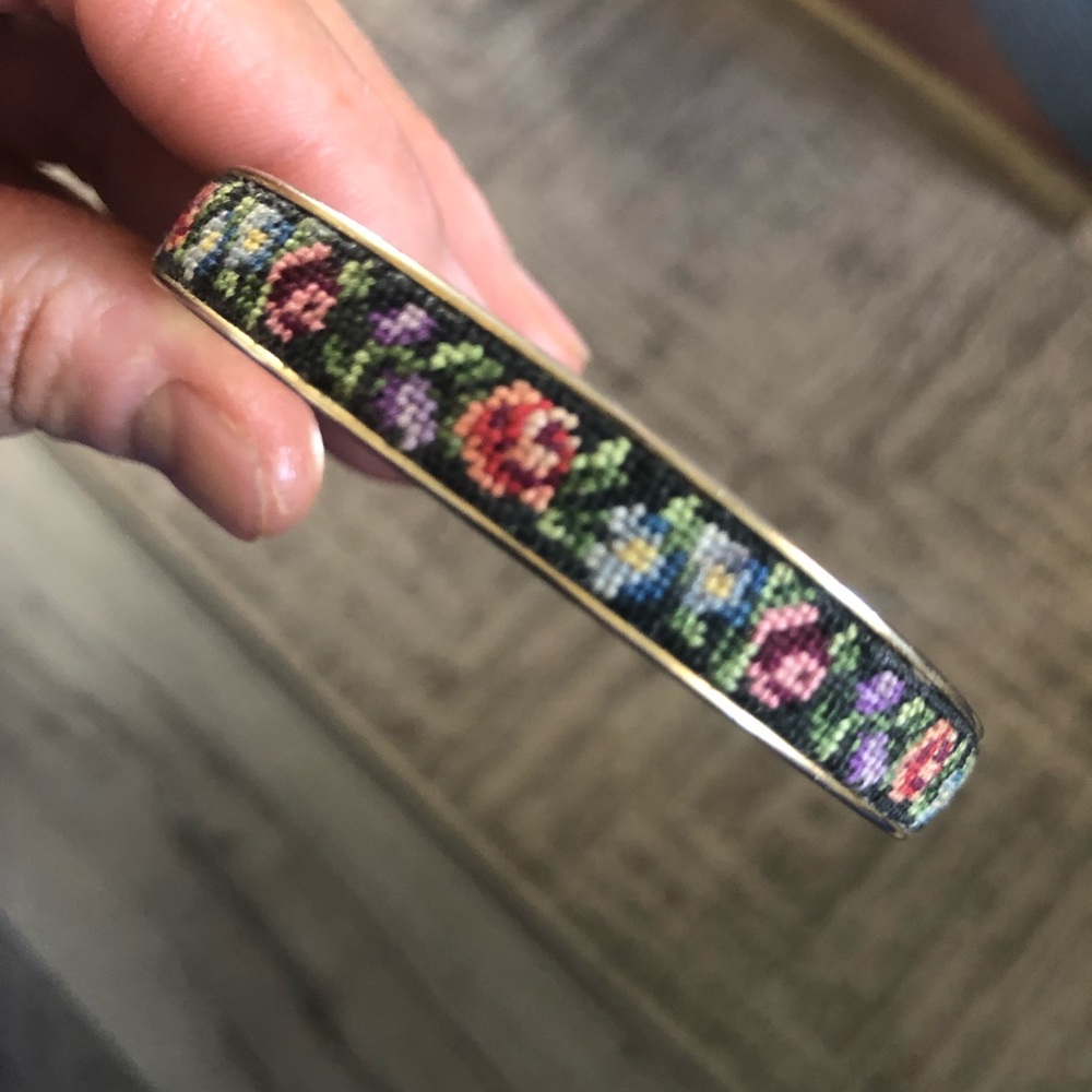 Floral Silver Bangle Bracelet - Picture 6 of 6